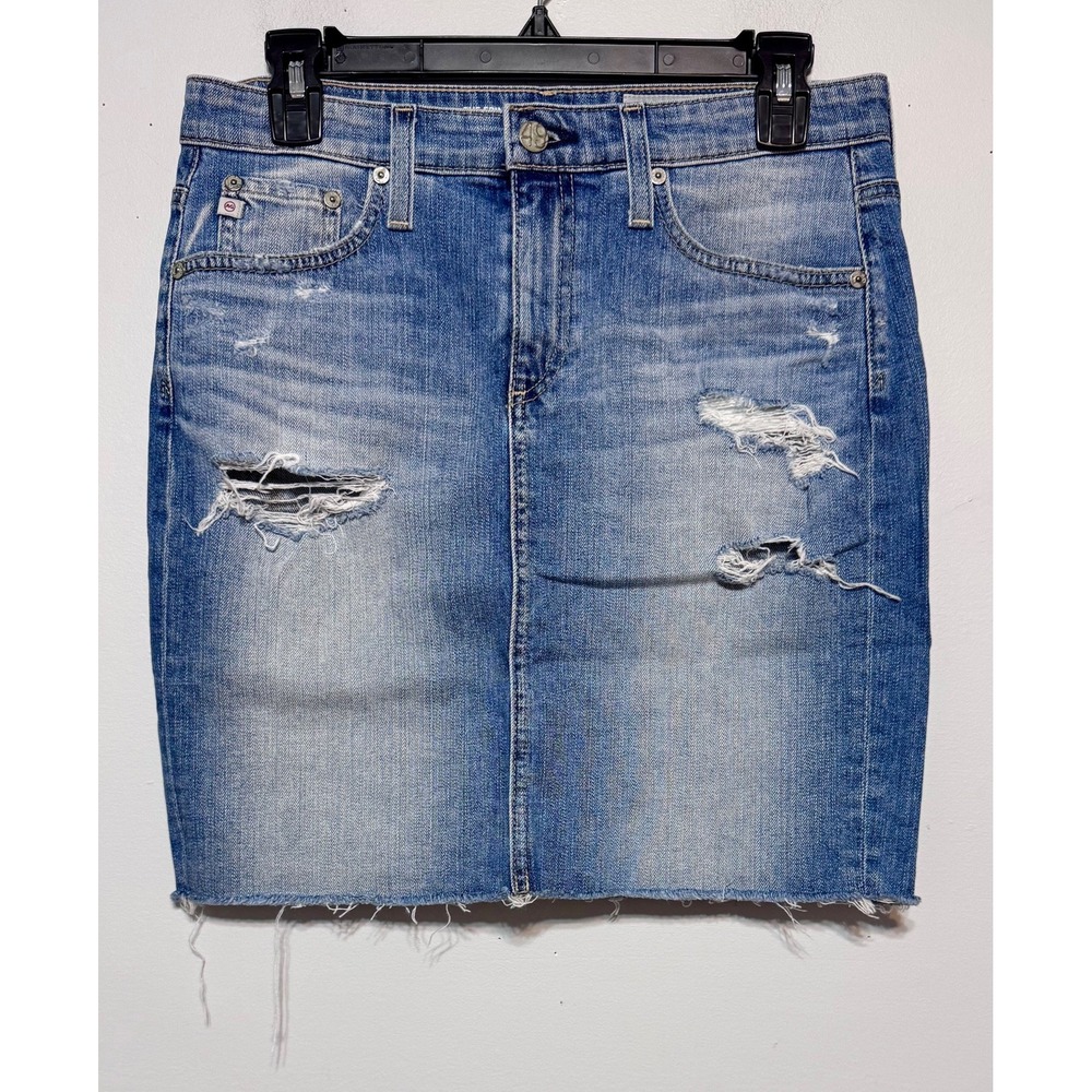 AG Adriano Goldschmied The Erin Distressed Pencil Denim Skirt‎ 27 Y2K Grunge